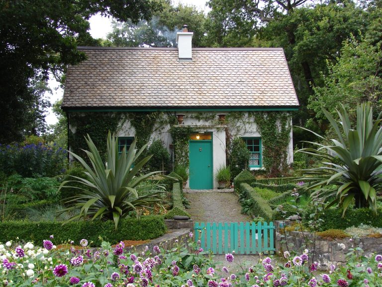 house with fake grass decor