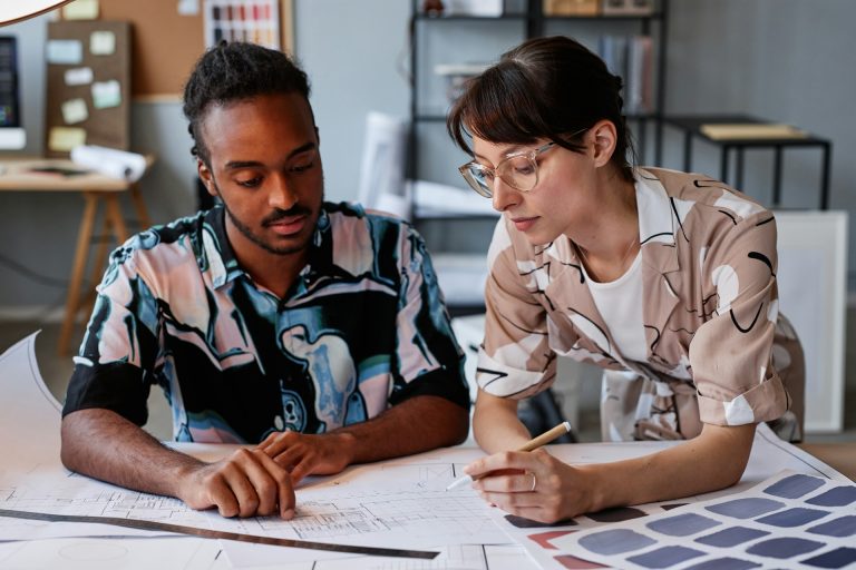 designer discussing plan